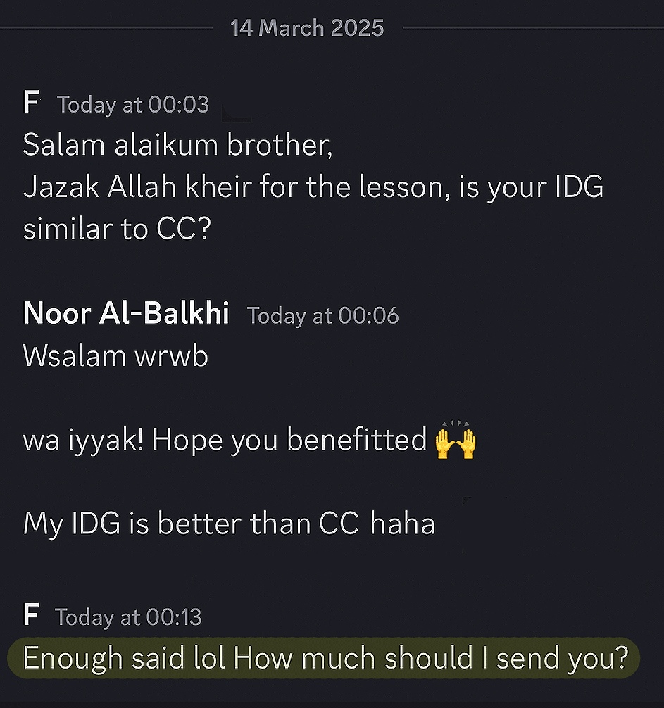 Student's testimonial screenshot