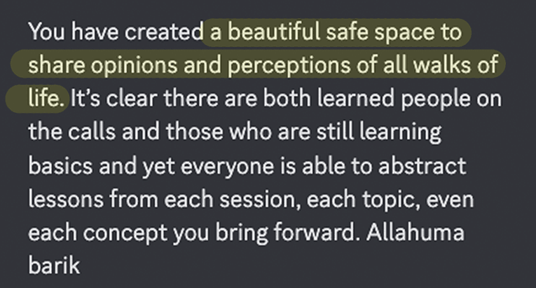 Student's testimonial screenshot